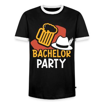 Enterrement de vie de garçon Bachelor Bachelor - T-shirt contrasté Homme - noir/blanc - Devant - AI Model Female 172 light (172cm) & AI Model Male 178 light (178cm)