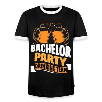 Enterrement de vie de garçon Équipe Boire Équipe Mariée - T-shirt contrasté Homme - noir/blanc - Devant - AI Model Female 172 light (172cm) & AI Model Male 178 light (178cm)