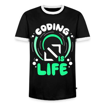 Coding Is Life Code Coder Programmer - Men's Ringer Shirt - black/white - Front - AI Model Female 172 light (172cm) & AI Model Male 178 light (178cm)