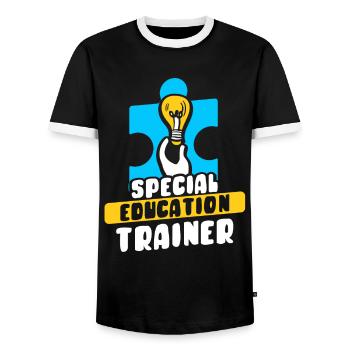 Formateur en éducation de l’enfance en difficulté Enseignant en éducation de l’enfance en difficulté - T-shirt contrasté Homme - noir/blanc - Devant - AI Model Female 172 light (172cm) & AI Model Male 178 light (178cm)