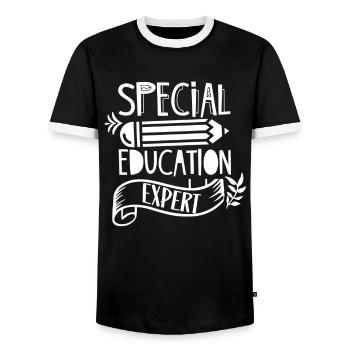 Special Education Expert Teacher Special Education Teacher - Men's Ringer Shirt - black/white - Front - AI Model Female 172 light (172cm) & AI Model Male 178 light (178cm)