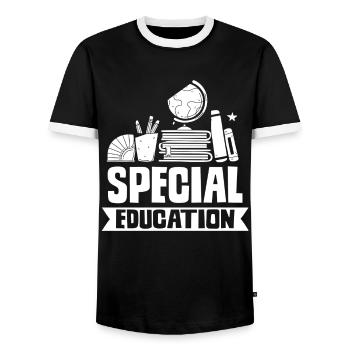 Profession d’éducateur spécialisé Enseignant d’éducation spécialisée Enseignant d’éducation spéciale - T-shirt contrasté Homme - noir/blanc - Devant - AI Model Female 172 light (172cm) & AI Model Male 178 light (178cm)