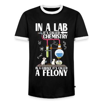 Chemistry Chemist - Men's Ringer Shirt - black/white - Front - AI Model Female 172 light (172cm) & AI Model Male 178 light (178cm)