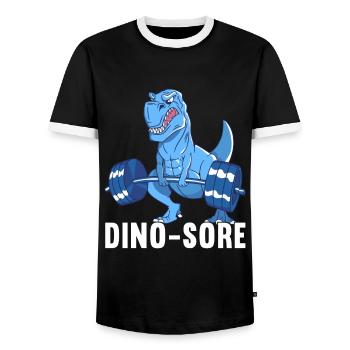 Dino Fitness Haltérophilie - T-shirt contrasté Homme - noir/blanc - Devant - AI Model Female 172 light (172cm) & AI Model Male 178 light (178cm)