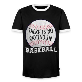 There Is No Crying In Baseball - Men's Ringer Shirt - black/white - Front - AI Model Female 172 light (172cm) & AI Model Male 178 light (178cm)