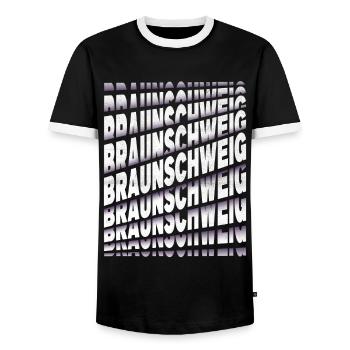 Braunschweig Deutschland Stadt Schrift Skyline - Männer Kontrast-T-Shirt - Schwarz/Weiß - Vorne - AI Model Female 172 light (172cm) & AI Model Male 178 light (178cm)