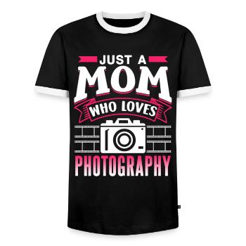 Nur Eine Mutter Die Fotografie Liebt Mama Kamera - Männer Kontrast-T-Shirt - Schwarz/Weiß - Vorne - AI Model Female 172 light (172cm) & AI Model Male 178 light (178cm)