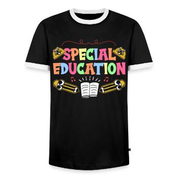 Enseignante en éducation de l’enfance en difficulté Profession de l’éducation de l’enfance en difficulté - T-shirt contrasté Homme - noir/blanc - Devant - AI Model Female 172 light (172cm) & AI Model Male 178 light (178cm)