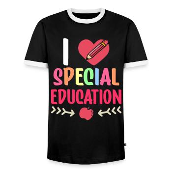 I love special education special education teachers - Men's Ringer Shirt - black/white - Front - AI Model Female 172 light (172cm) & AI Model Male 178 light (178cm)