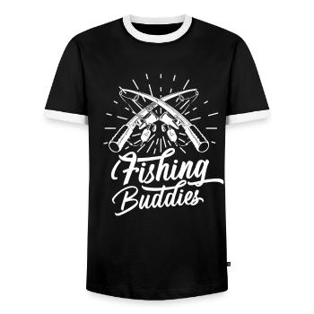 Fishing Friends Angel Friend Fishing Friend Fishing - Men's Ringer Shirt - black/white - Front - AI Model Female 172 light (172cm) & AI Model Male 178 light (178cm)