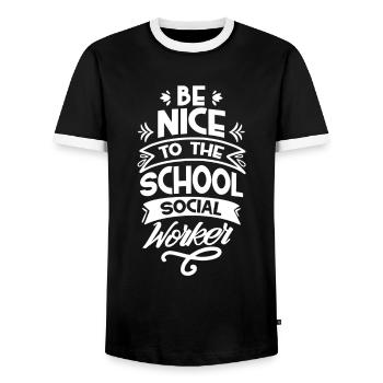 Soyez gentil avec l’école de la profession de travailleur social de l’école - T-shirt contrasté Homme - noir/blanc - Devant - AI Model Female 172 light (172cm) & AI Model Male 178 light (178cm)