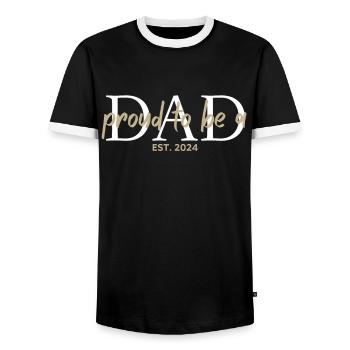 Dad 2024 Expectant Dad Father's Day Daddy - Men's Ringer Shirt - black/white - Front - AI Model Female 172 light (172cm) & AI Model Male 178 light (178cm)