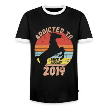 Birthday Horse Riding August 2019 - Men's Ringer Shirt - black/white - Front - AI Model Female 172 light (172cm) & AI Model Male 178 light (178cm)
