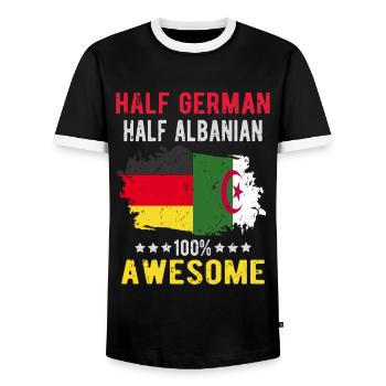 Halb Deutsch Halb Albaner - Männer Kontrast-T-Shirt - Schwarz/Weiß - Vorne - AI Model Female 172 light (172cm) & AI Model Male 178 light (178cm)
