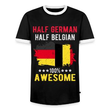 Halb Deutsch Halb Belgier - Männer Kontrast-T-Shirt - Schwarz/Weiß - Vorne - AI Model Female 172 light (172cm) & AI Model Male 178 light (178cm)