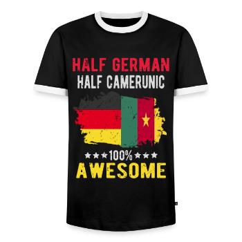 Moitié allemand moitié camerounais - T-shirt contrasté Homme - noir/blanc - Devant - AI Model Female 172 light (172cm) & AI Model Male 178 light (178cm)