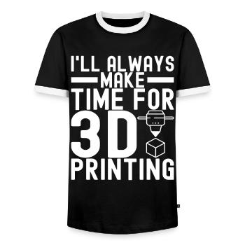 3 D Drucken - Männer Kontrast-T-Shirt - Schwarz/Weiß - Vorne - AI Model Female 172 light (172cm) & AI Model Male 178 light (178cm)
