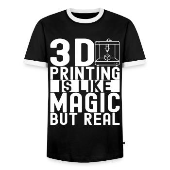 3 D Drucken - Männer Kontrast-T-Shirt - Schwarz/Weiß - Vorne - AI Model Female 172 light (172cm) & AI Model Male 178 light (178cm)
