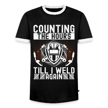 Soudage par soudeur - T-shirt contrasté Homme - noir/blanc - Devant - AI Model Female 172 light (172cm) & AI Model Male 178 light (178cm)