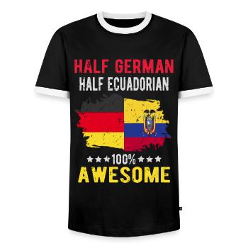 Moitié Allemand Moitié Équatoriens - T-shirt contrasté Homme - noir/blanc - Devant - AI Model Female 172 light (172cm) & AI Model Male 178 light (178cm)