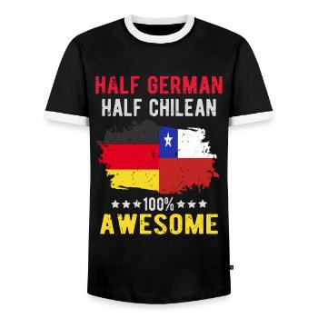 Half German Half Chilean - Men's Ringer Shirt - black/white - Front - AI Model Female 172 light (172cm) & AI Model Male 178 light (178cm)