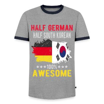 Moitié Allemand Moitié Sud-Coréens - T-shirt contrasté Homme - gris/marine  - Devant - AI Model Female 172 light (172cm) & AI Model Male 178 light (178cm)