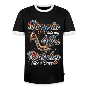 Steppin Dans Mon 48ème Anniversaire 48. Geburtstags - T-shirt contrasté Homme - noir/blanc - Devant - AI Model Female 172 light (172cm) & AI Model Male 178 light (178cm)