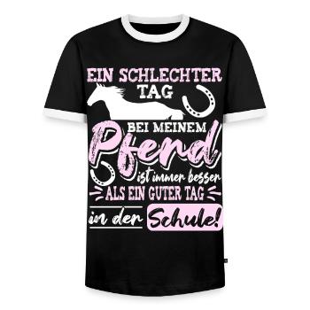 Pferd Reiten Lustige Reiter Sprüche Reiterin - Männer Kontrast-T-Shirt - Schwarz/Weiß - Vorne - AI Model Female 172 light (172cm) & AI Model Male 178 light (178cm)