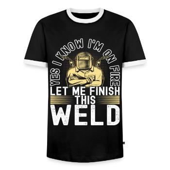 Soudage par soudeur - T-shirt contrasté Homme - noir/blanc - Devant - AI Model Female 172 light (172cm) & AI Model Male 178 light (178cm)