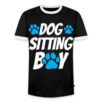 Dog Sitter Boy Dog Sitting Dog Sitting Dog - T-shirt contrasté Homme - noir/blanc - Devant - AI Model Female 172 light (172cm) & AI Model Male 178 light (178cm)