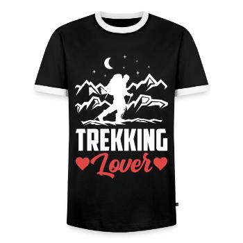 Trekking Liebhaber Wanderer Wandern Wanderung - Männer Kontrast-T-Shirt - Schwarz/Weiß - Vorne - AI Model Female 172 light (172cm) & AI Model Male 178 light (178cm)