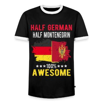 Half German half Montenegrins - Men's Ringer Shirt - black/white - Front - AI Model Female 172 light (172cm) & AI Model Male 178 light (178cm)