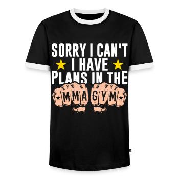 Je ne peux pas J’ai des projets dans l’équipe de gymnastique Mma - T-shirt contrasté Homme - noir/blanc - Devant - AI Model Female 172 light (172cm) & AI Model Male 178 light (178cm)