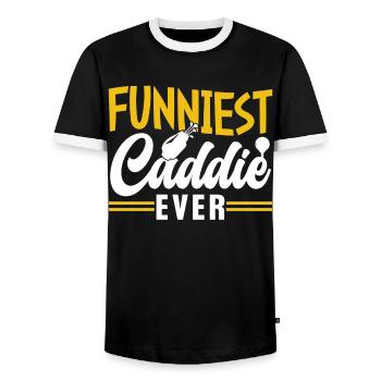 The funniest caddy ever Golfing Golf - Men's Ringer Shirt - black/white - Front - AI Model Female 172 light (172cm) & AI Model Male 178 light (178cm)