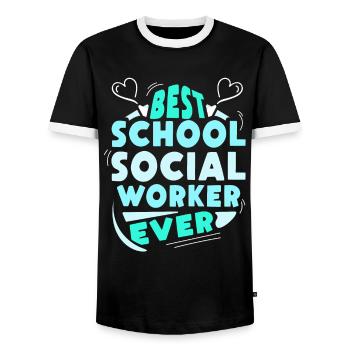 Meilleur travailleur social scolaire de tous les temps - T-shirt contrasté Homme - noir/blanc - Devant - AI Model Female 172 light (172cm) & AI Model Male 178 light (178cm)