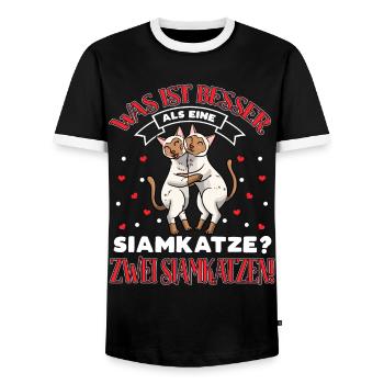 Siamkatze Katze Liebhaber - Männer Kontrast-T-Shirt - Schwarz/Weiß - Vorne - AI Model Female 172 light (172cm) & AI Model Male 178 light (178cm)