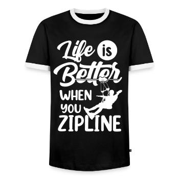 Life is better when you zipline sports - Men's Ringer Shirt - black/white - Front - AI Model Female 172 light (172cm) & AI Model Male 178 light (178cm)
