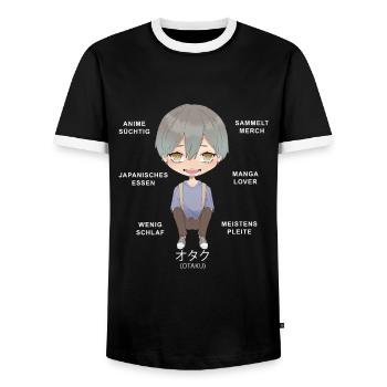 Otaku Anime Garçon - T-shirt contrasté Homme - noir/blanc - Devant - AI Model Female 172 light (172cm) & AI Model Male 178 light (178cm)