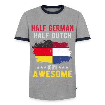 Moitié allemand moitié néerlandais - T-shirt contrasté Homme - gris/marine  - Devant - AI Model Female 172 light (172cm) & AI Model Male 178 light (178cm)