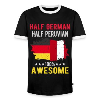 Half German half Peruvians - Men's Ringer Shirt - black/white - Front - AI Model Female 172 light (172cm) & AI Model Male 178 light (178cm)