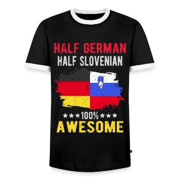Halb Deutsch Halb Slowenier - Männer Kontrast-T-Shirt - Schwarz/Weiß - Vorne - AI Model Female 172 light (172cm) & AI Model Male 178 light (178cm)