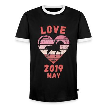 Love Horse Riding Birthday May 2019 - Men's Ringer Shirt - black/white - Front - AI Model Female 172 light (172cm) & AI Model Male 178 light (178cm)