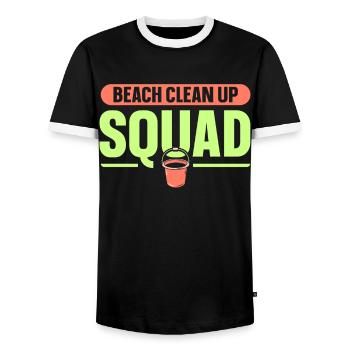 Nettoyage de plage Squad Nettoyage de plage - T-shirt contrasté Homme - noir/blanc - Devant - AI Model Female 172 light (172cm) & AI Model Male 178 light (178cm)