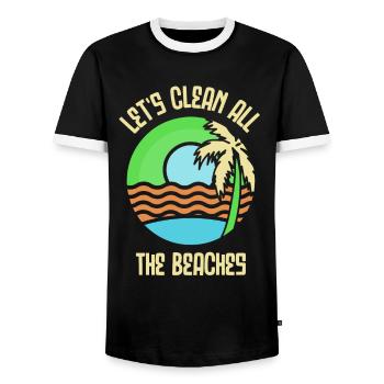 Nettoyons toutes les plages Beach Clean Up - T-shirt contrasté Homme - noir/blanc - Devant - AI Model Female 172 light (172cm) & AI Model Male 178 light (178cm)