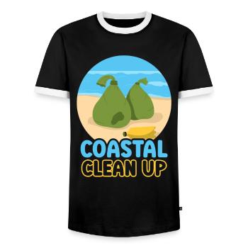 Coastal Cleanup Beach Beach Clean Up - Men's Ringer Shirt - black/white - Front - AI Model Female 172 light (172cm) & AI Model Male 178 light (178cm)