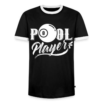 Joueur de billard Amateurs de billard - T-shirt contrasté Homme - noir/blanc - Devant - AI Model Female 172 light (172cm) & AI Model Male 178 light (178cm)