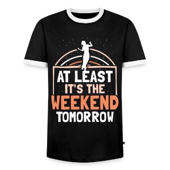 Au moins demain week-end vendredi est enfin - T-shirt contrasté Homme - noir/blanc - Devant - AI Model Female 172 light (172cm) & AI Model Male 178 light (178cm)