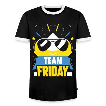 L’équipe du vendredi Humour Sarcastique enfin le week-end - T-shirt contrasté Homme - noir/blanc - Devant - AI Model Female 172 light (172cm) & AI Model Male 178 light (178cm)