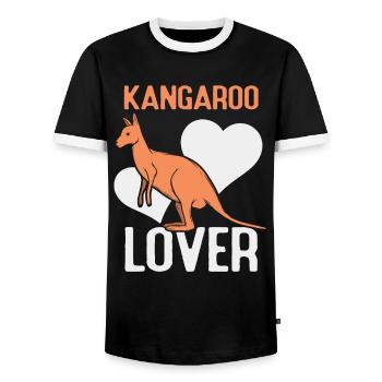 Kangaroo lover Australia Animal Kangaroos - Men's Ringer Shirt - black/white - Front - AI Model Female 172 light (172cm) & AI Model Male 178 light (178cm)