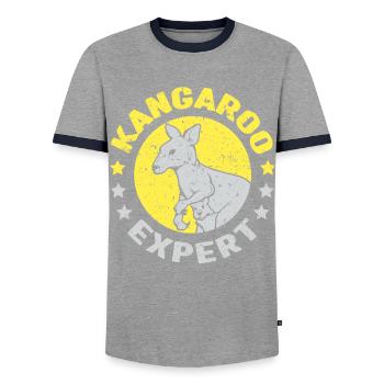 Kangaroo Expert Animal Kangaroos Lover - Men's Ringer Shirt - grey/navy  - Front - AI Model Female 172 light (172cm) & AI Model Male 178 light (178cm)